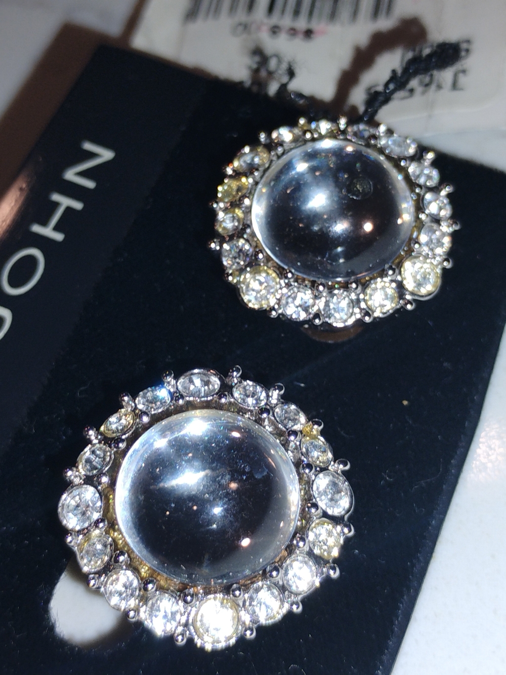 St. John Clear Crystal Dome Halo Stud Earrings